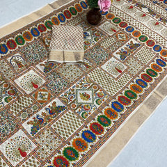 Pashmina Kalamkari Print Saree - T04