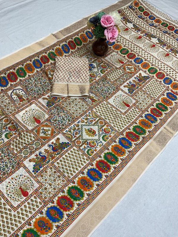 Pashmina Kalamkari Print Saree - T04