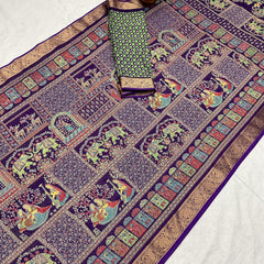 Pashmina Print Kalamkari Violet - T02