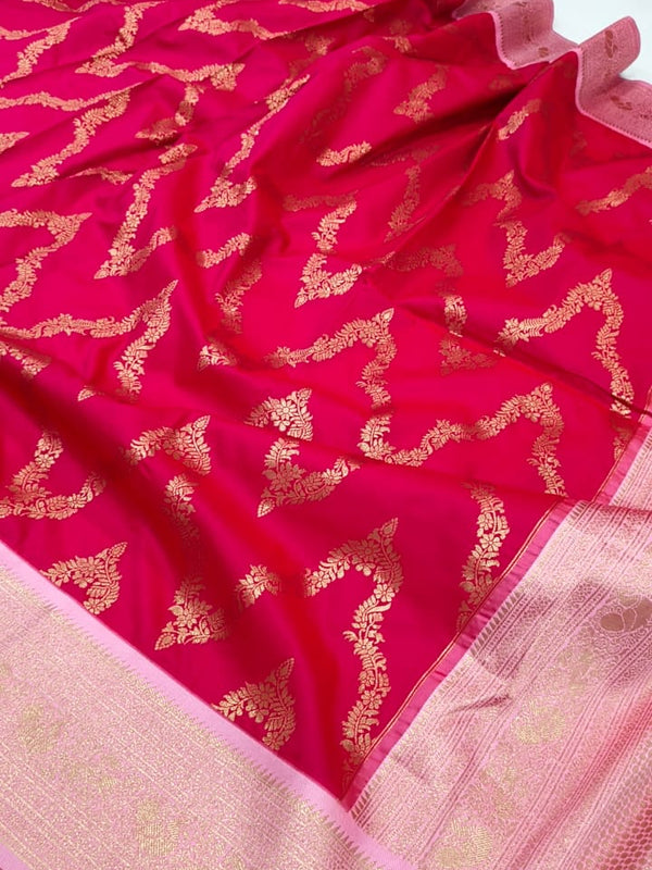 Vegan Soft Silk Necklace Design Saree Pink - B02