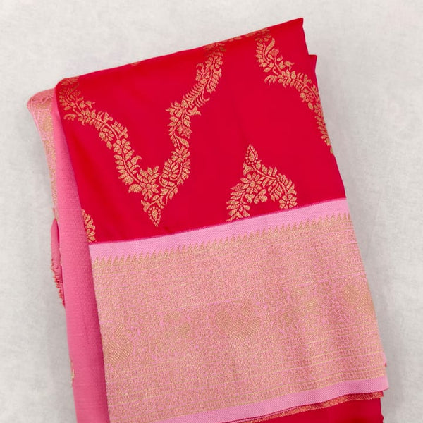 Vegan Soft Silk Necklace Design Saree Pink - B02