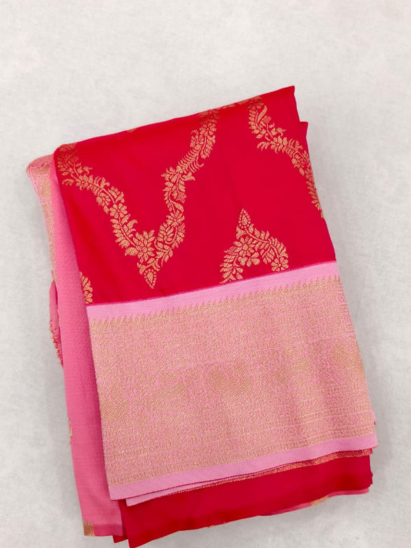 Vegan Soft Silk Necklace Design Saree Pink - B02