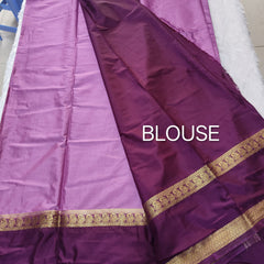 Semi Crape Mysore Silk Saree Lavender Pink Gap Border - D05