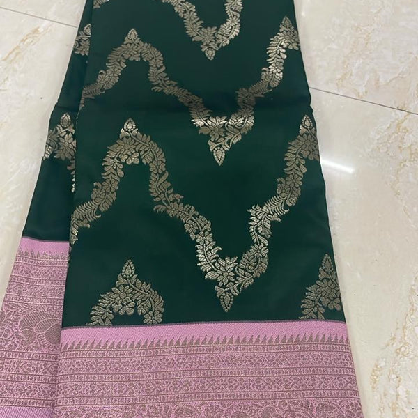 Vegan Soft Silk Sarees Necklace Green - B01