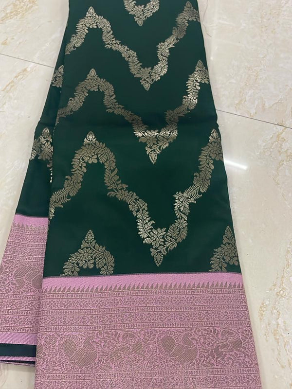 Vegan Soft Silk Sarees Necklace Green - B01