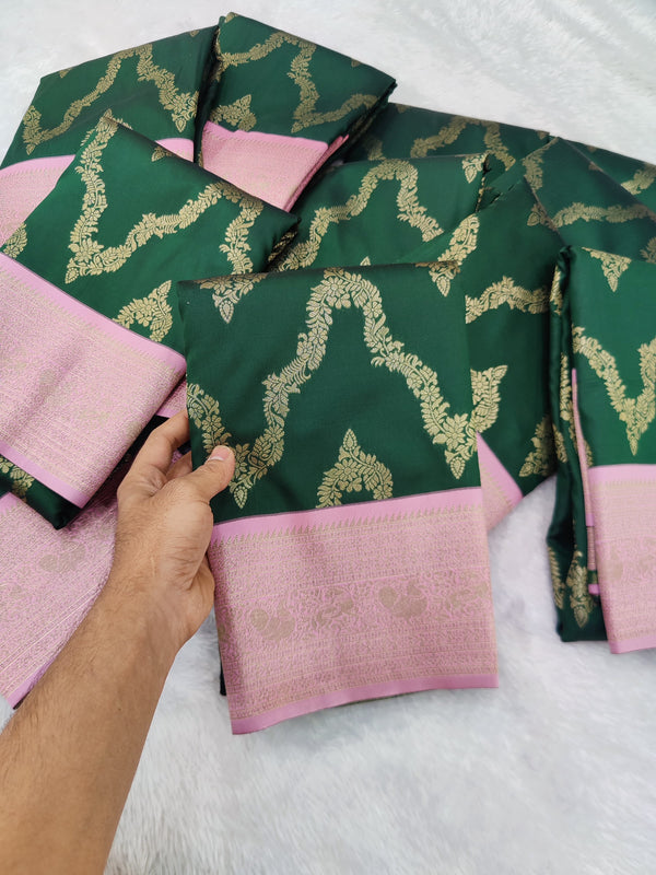 Vegan Soft Silk Sarees Necklace Green - B01