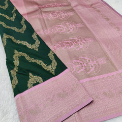 Vegan Soft Silk Sarees Necklace Green - B01