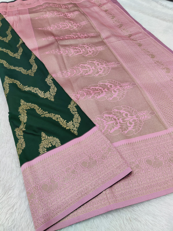 Vegan Soft Silk Sarees Necklace Green - B01