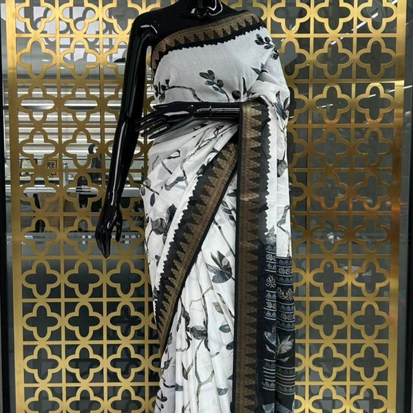 Linen Floral Black And White - J05
