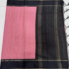 Tusser Silk Fancy Pink & Black - J03