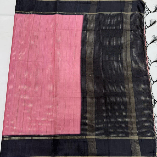 Tusser Silk Fancy Pink & Black - J03