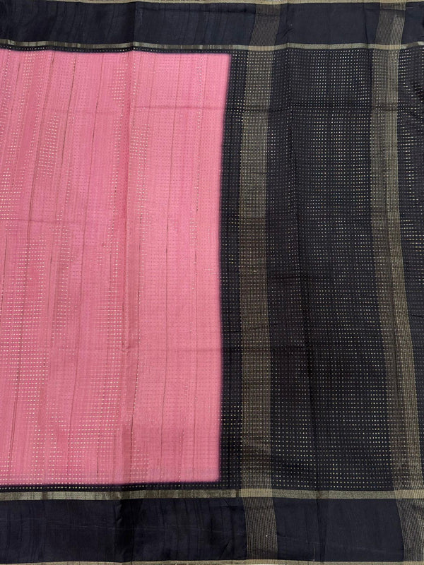 Tusser Silk Fancy Pink & Black - J03
