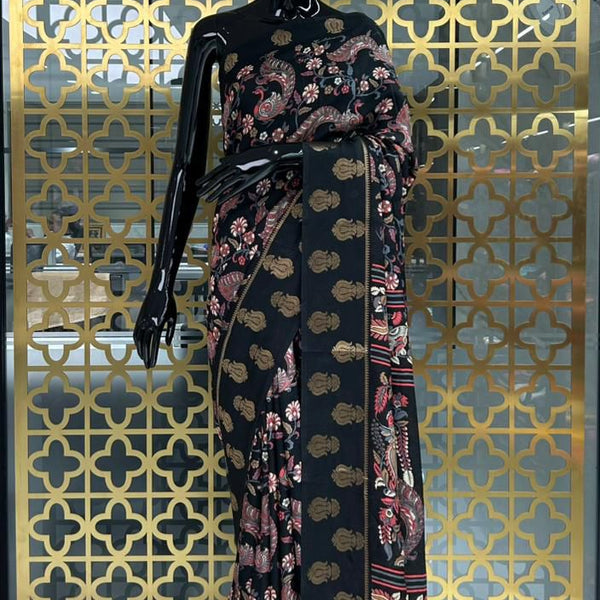 Viscose Kalamkari Black Special - J06