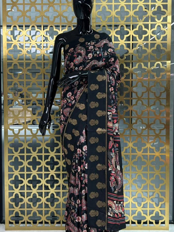 Viscose Kalamkari Black Special - J06
