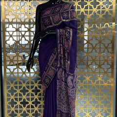 Violet Viscose Azarak Modal Saree - J08