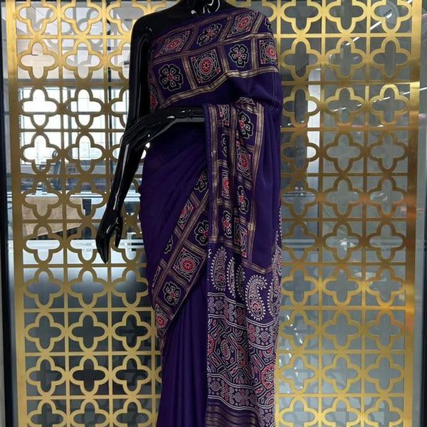 Violet Viscose Azarak Modal Saree - J08