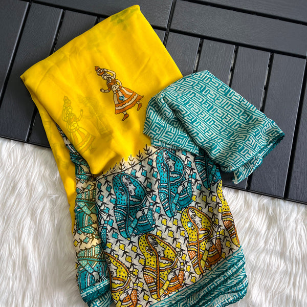 K23 chiffon Georgette saree with lace border