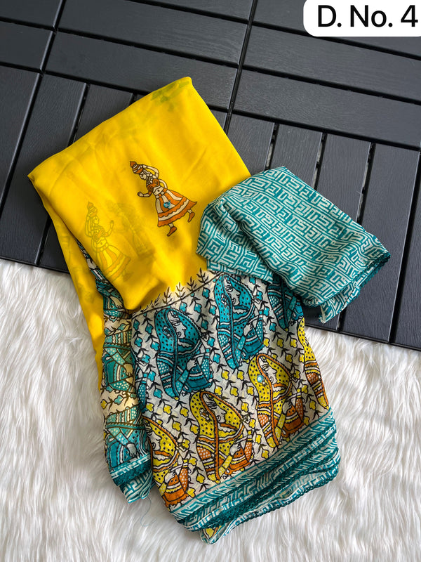K23 chiffon Georgette saree with lace border