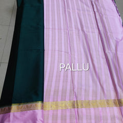 Semi Crape Mysore Silk Saree Green With Gap Border Design - D04