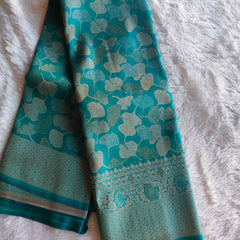 Vegan Soft Silk Saree Leaf Butta Rama Green