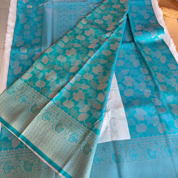 Vegan Soft Silk Saree Leaf Butta Rama Green