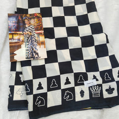 Check Mate Black And White Satin Crape - K05
