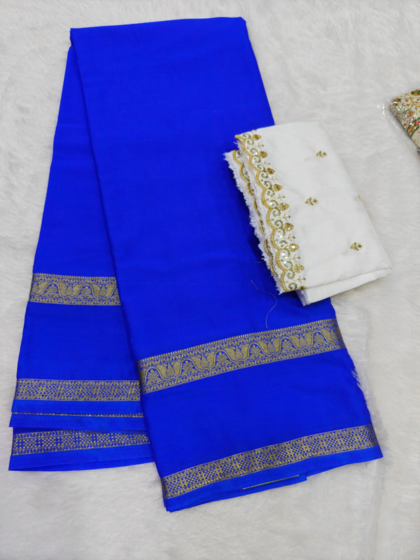 Semi Crape Mysore Silk Saree Violet - D06