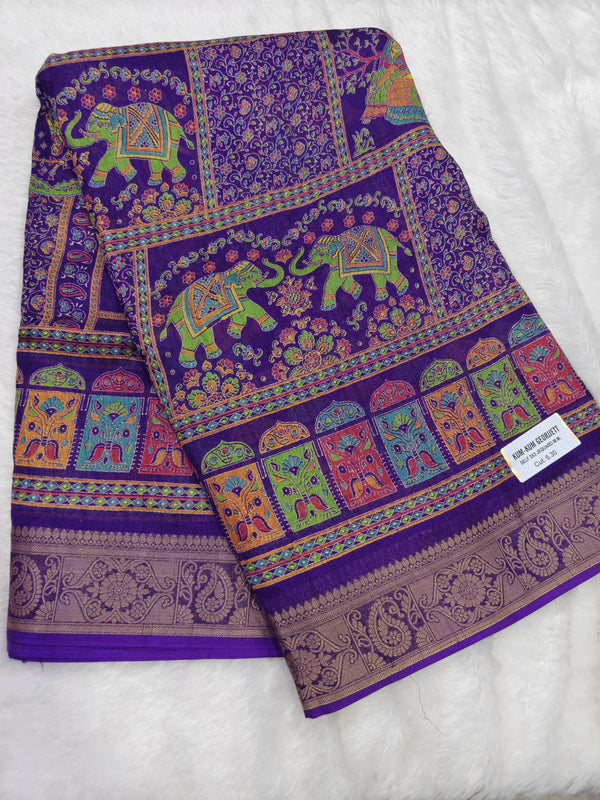 Pashmina Print Kalamkari Violet - T02