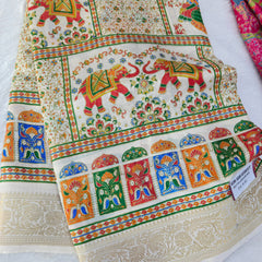 Pashmina Print Kalamkari Cream - T03