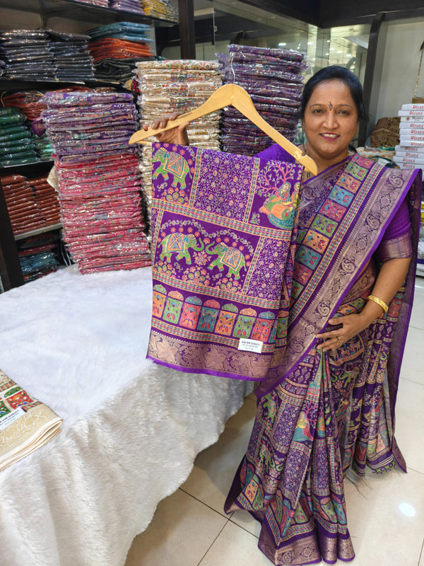 Pashmina Print Kalamkari Violet - T02