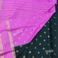 Crape Mysore Silk Saree Green With Pink - B04