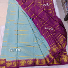 Semi Crape Mysore Silk Gandaberunda Violet - D02
