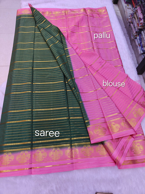 Semi Crape Mysore Silk Gandaberunda Violet - D02