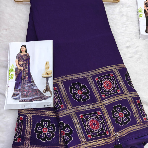 Violet Viscose Azarak Modal Saree - J08