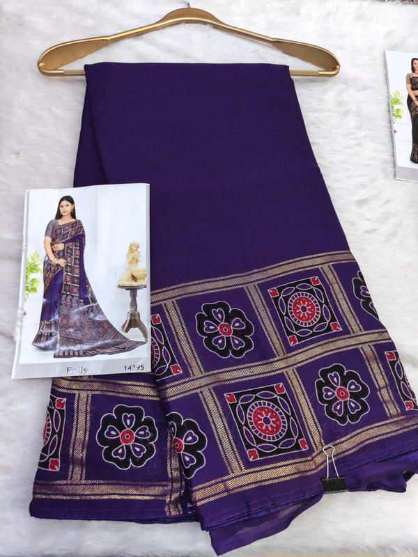 Violet Viscose Azarak Modal Saree - J08