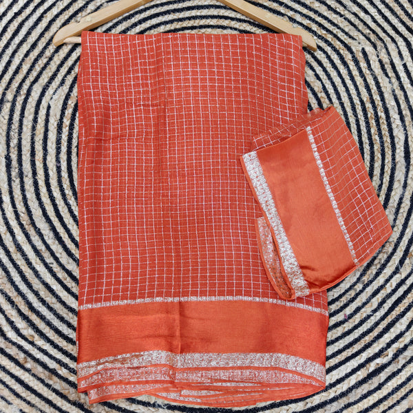 Georgette Viscose Saree With Satin Border - Z01
