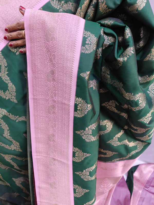 Vegan Soft Silk Sarees Necklace Green - B01