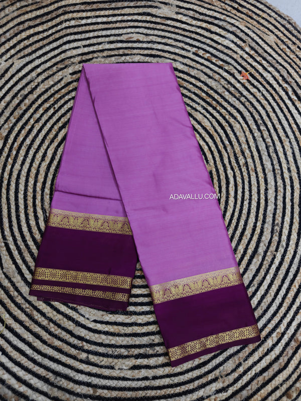 Semi Crape Mysore Silk Saree Lavender Pink Gap Border - D05