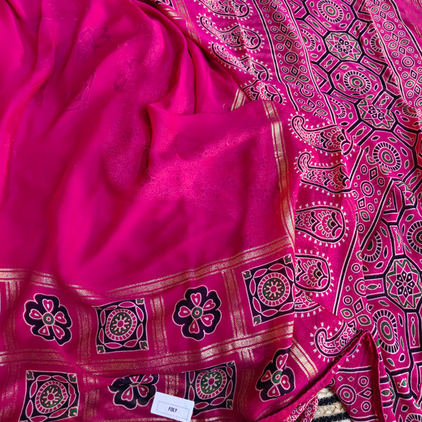 Ajrak Print Viscose Saree - J10