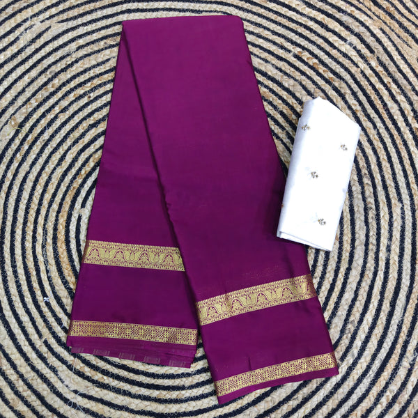 Semi Crape Mysore Silk Saree - D08