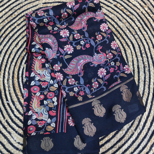 Viscose Kalamkari Black Special - J06