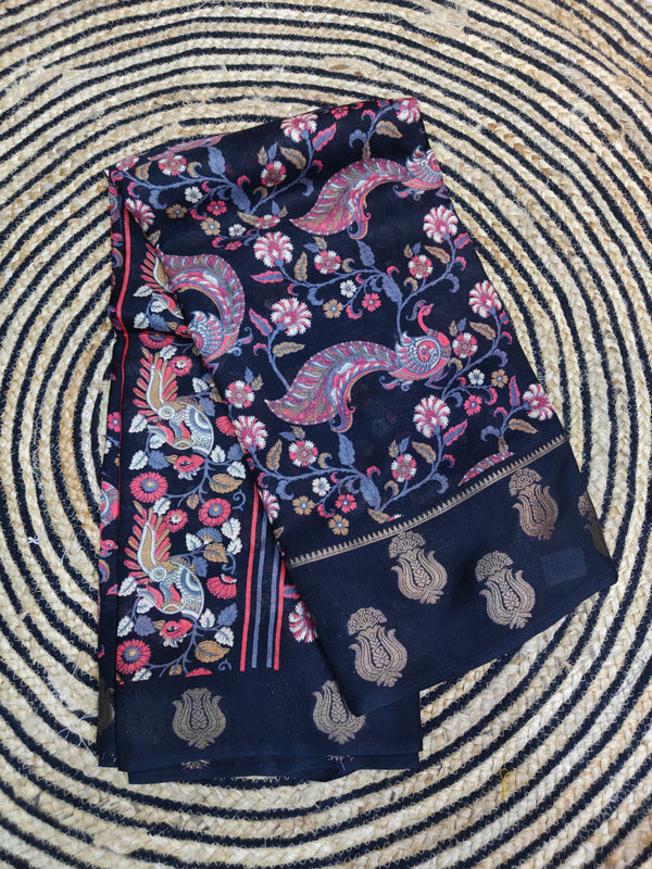 Viscose Kalamkari Black Special - J06