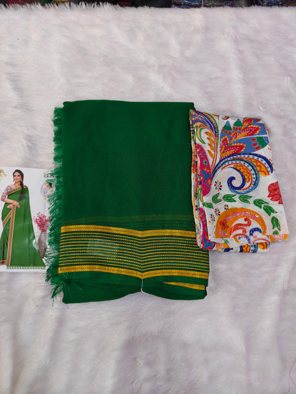 A09 SAREE WITH position print work BLOUSE