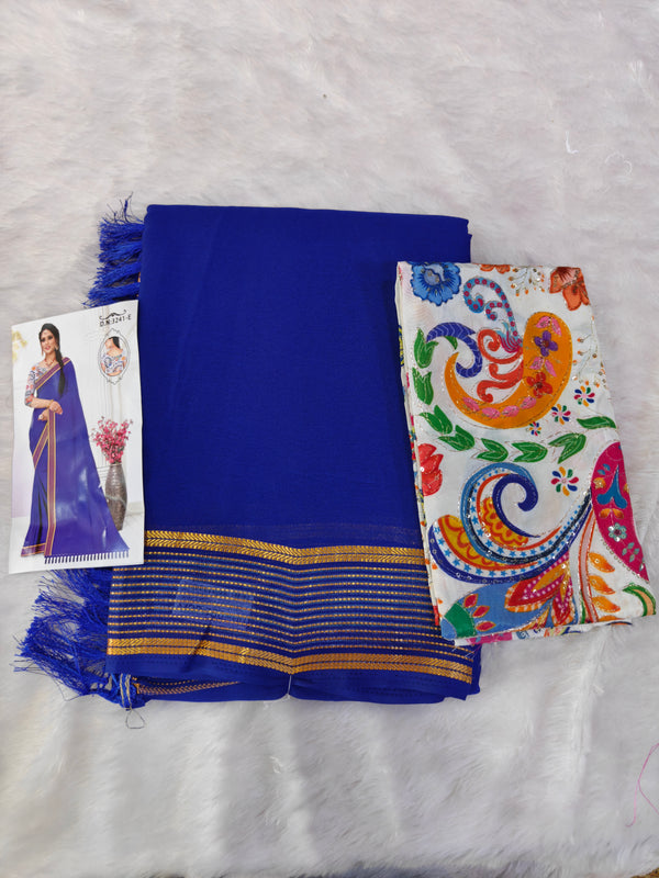 A09 SAREE WITH position print work BLOUSE