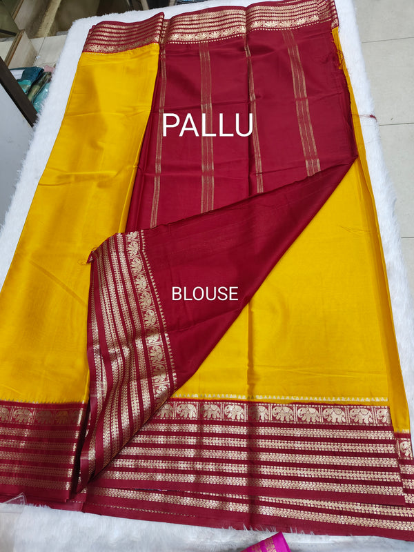 Semi Crape Mysore Silk Saree Elephant - D03