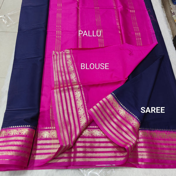Semi Crape Mysore Silk Saree Elephant - D03