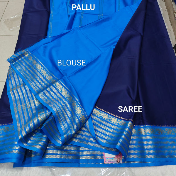Semi Crape Mysore Silk Saree Elephant - D03