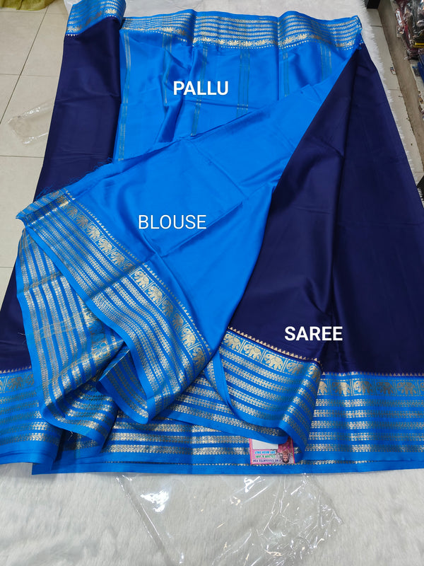 Semi Crape Mysore Silk Saree Elephant - D03