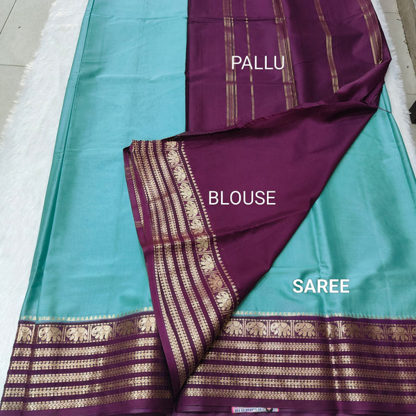 Semi Crape Mysore Silk Saree Elephant - D03