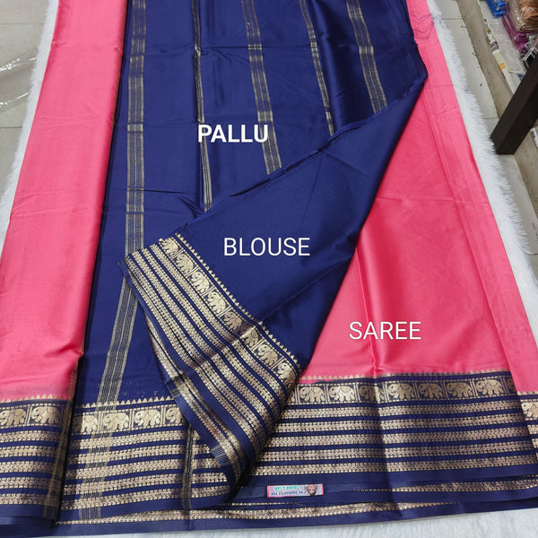 Semi Crape Mysore Silk Saree Elephant - D03